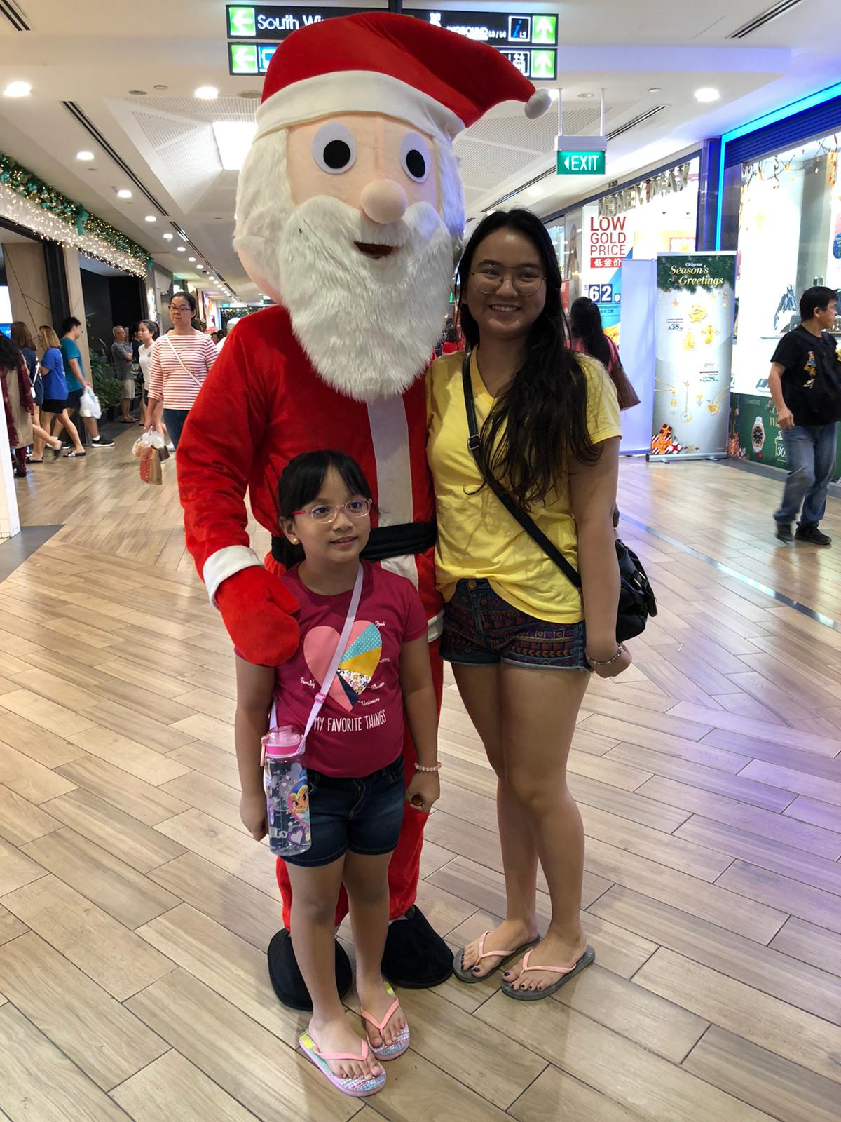 Roving santa claus mascot in singapore